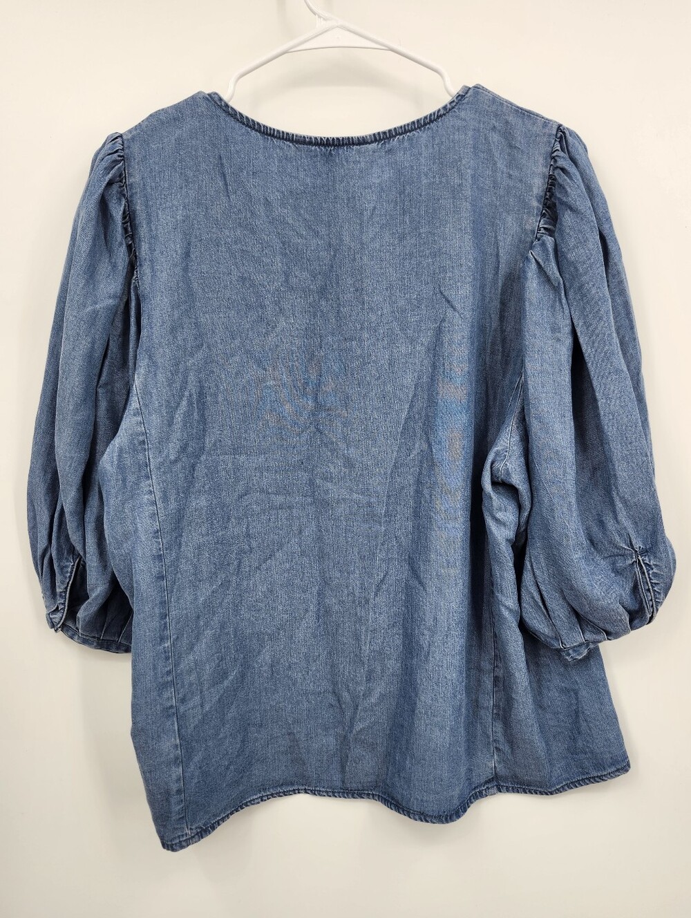 Velvet Heart Denim Button Front Blouse Puff Sleeve Women's Size L - Picture 3 of 8